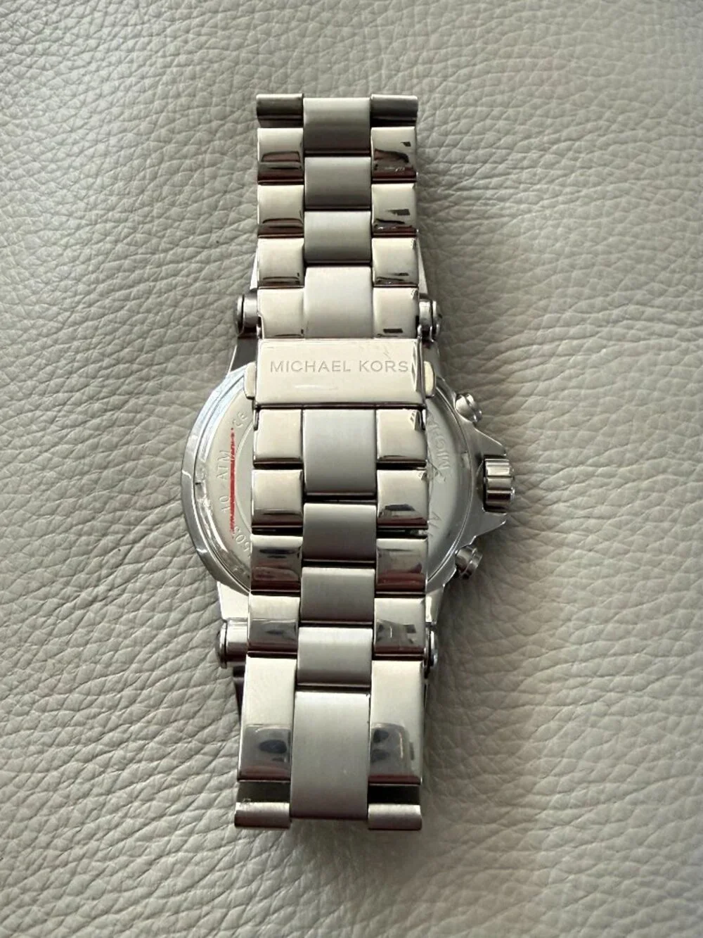 Michael Kors MK5411 Dylan Crystal Bezel Mother of Pearl Silver Chronograph Watch